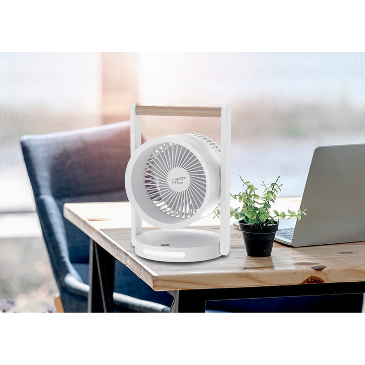 Bezdrátový stolní ventilátor LTC, noční světlo a LED displej, 5 stupňů rychlosti, baterie 3600 mAh, LXWB17