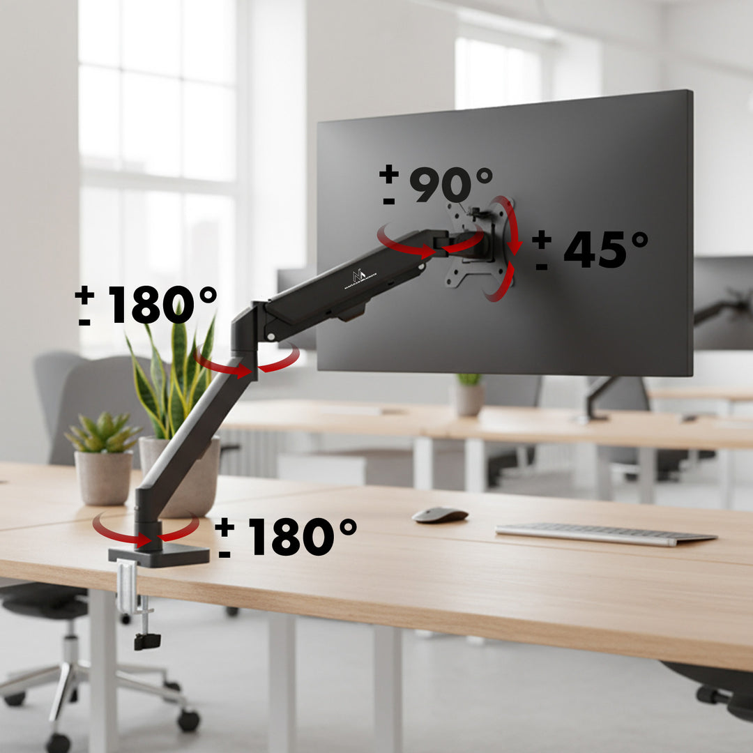 Držák monitoru Maclean, plynová pružina, 17"-32", 2-10 kg, černý, MC-133