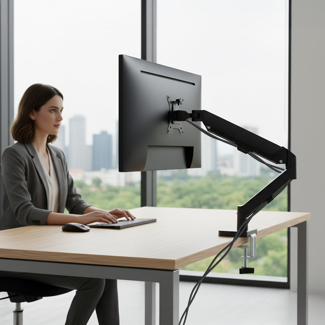 Držák monitoru Maclean, plynová pružina, 17"-32", 2-10 kg, černý, MC-133