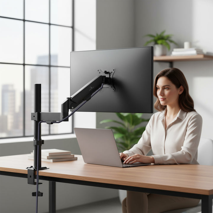 Držák monitoru Maclean, plynová pružina, 17"-32", 2-10 kg, černý, MC-135