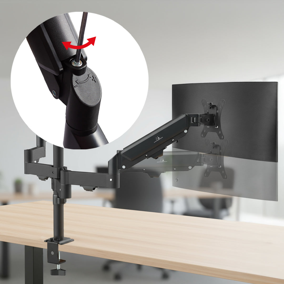 Držák pro 3 monitory Maclean, plynová pružina, 17"-27", 2-8 kg, černý, MC-137