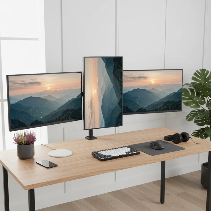 Držák pro 3 monitory Maclean, plynová pružina, 17"-27", 2-8 kg, černý, MC-137