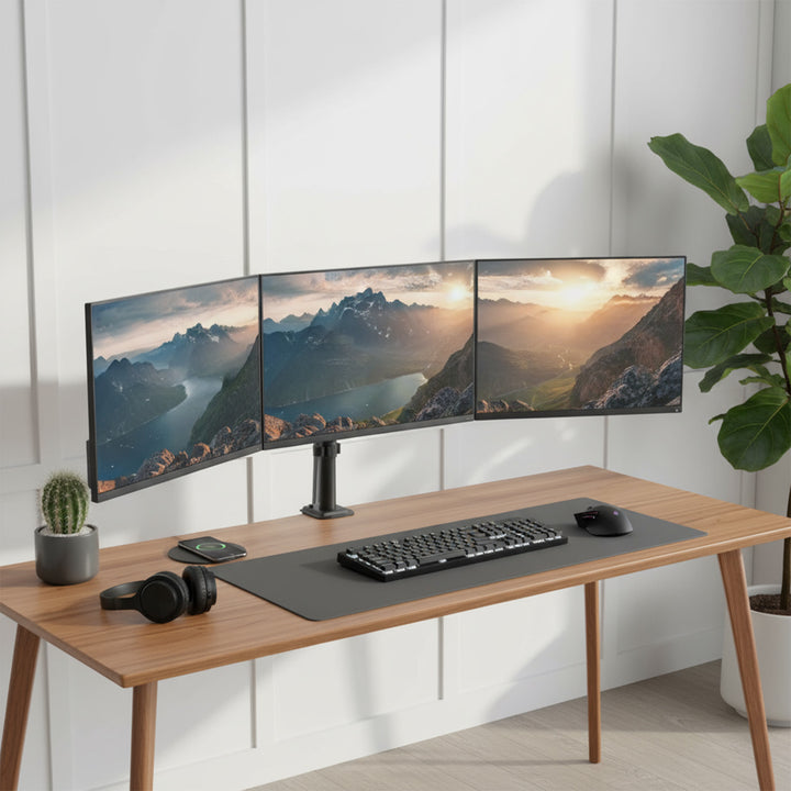 Držák pro 3 monitory Maclean, plynová pružina, 17"-27", 2-8 kg, černý, MC-137