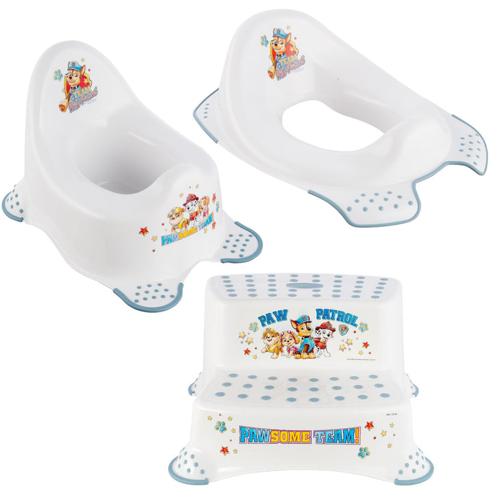 Psi Patrol protiskluzový kryt na záchodové prkénko - Paw Patrol+ Psi Patrol protiskluzová plošina, max. 120 kg, dvoustupňová+ Psi Patrol protiskluzový nočník, max. 15 kg