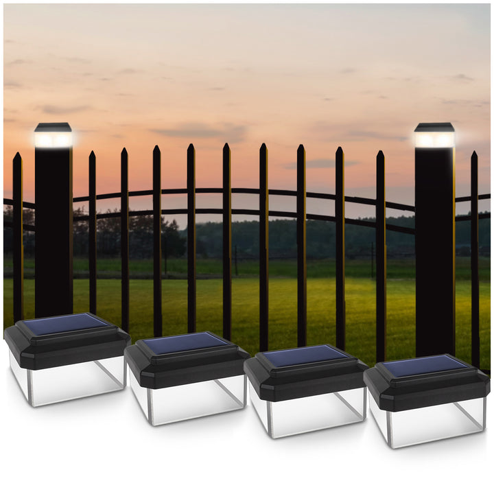 GreenBlue LED solární sloupková lampa, 80x80mm, obálková stříška, GB127, 4 kusy