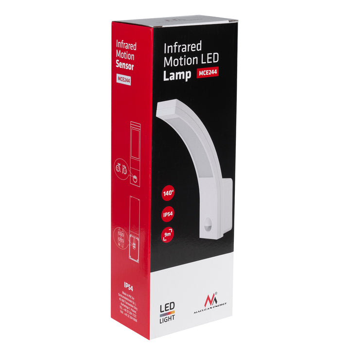 Senzorová LED lampa Maclean, PIR senzor pohybu, bílá, 10W, IP54, 750lm, neutrální bílá (4000K) MCE244 W