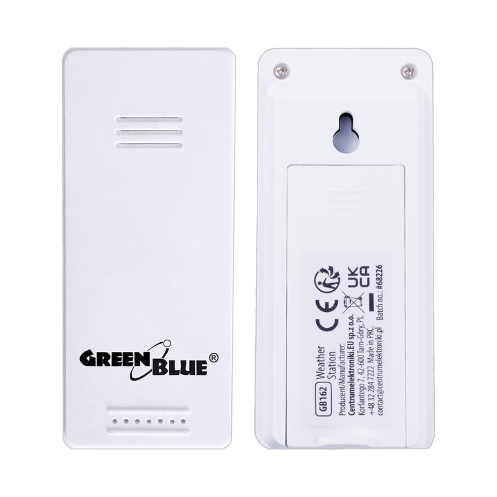 Bezdrátová meteorologická stanice GreenBlue, teplota IN/OUT, hodiny, volba °C / °F, dosah až 60 m, GB162