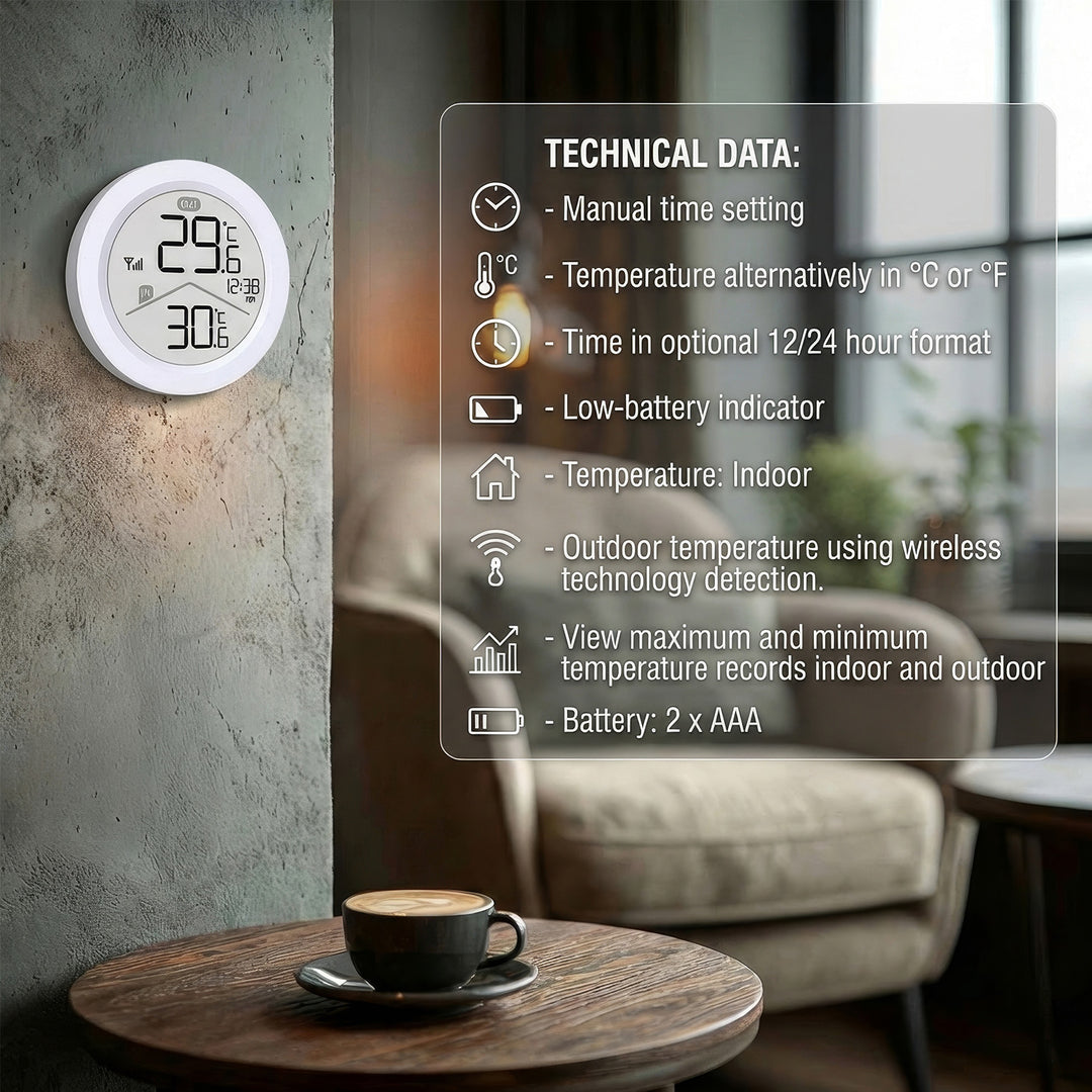 Bezdrátová meteorologická stanice GreenBlue, teplota IN/OUT, hodiny, volba °C / °F, dosah až 60 m, GB162