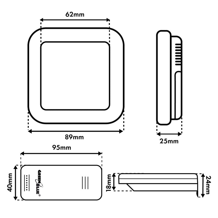 Bezdrátová meteorologická stanice GreenBlue, teplota + vlhkost IN/OUT, hodiny + budík + datum, volba °C / °F, dosah až 60 m, GB169