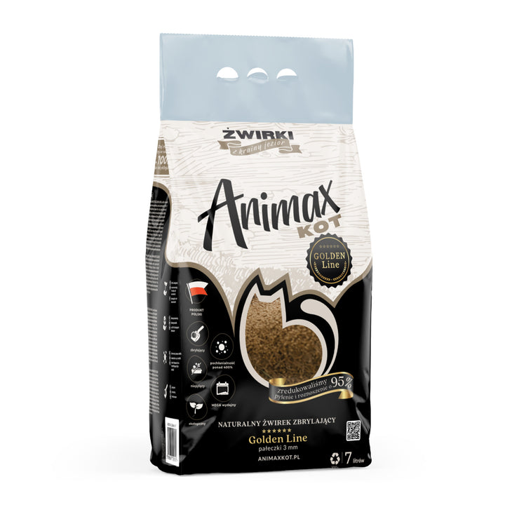 Podestýlka, Animax Golden line 3 mm, malé válečky, pytel 7 l