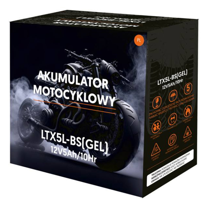 Gelová baterie Lamex, pro motocykly, 12V, 5Ah, LTX5L-BS