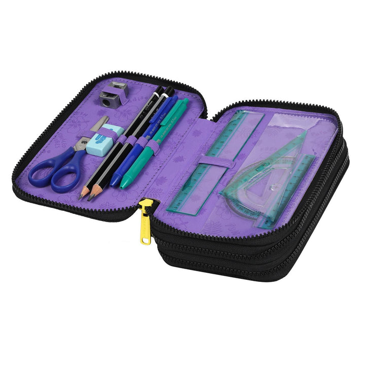 Školní batoh 19 L Coolpack Jerry DISNEY STITCH černý + CoolPack tříkomorový penál s příslušenstvím JUMPER 3 STITCH