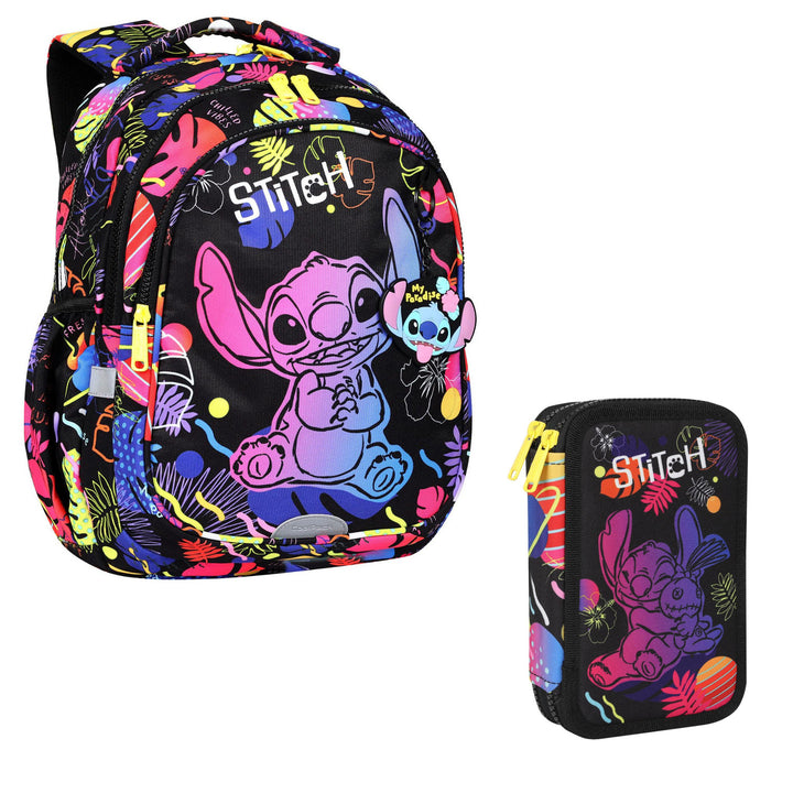 19 L Coolpack Jerry DISNEY STITCH školní batoh černý + Coolpack penál, dvoukomorový, vybavený, Stitch, Jumper 2