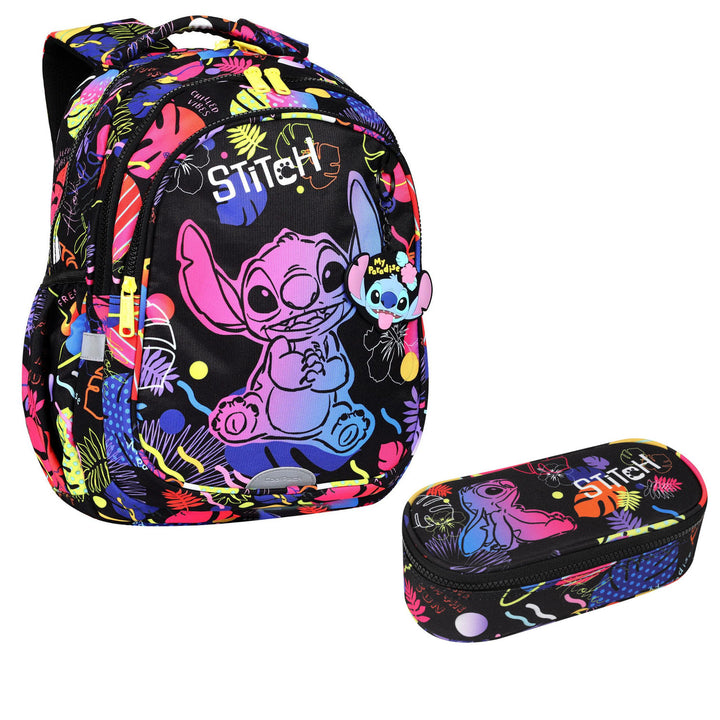 Coolpack Jerry DISNEY STITCH 19 L školní batoh černý + CoolPack Campus Disney Stitch oválný školní penál F062886