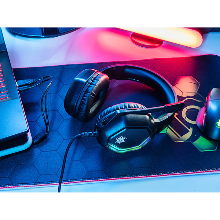 Herní sluchátka Tracer, podsvícení RGB, skládací mikrofon, Gamezone GZ X3