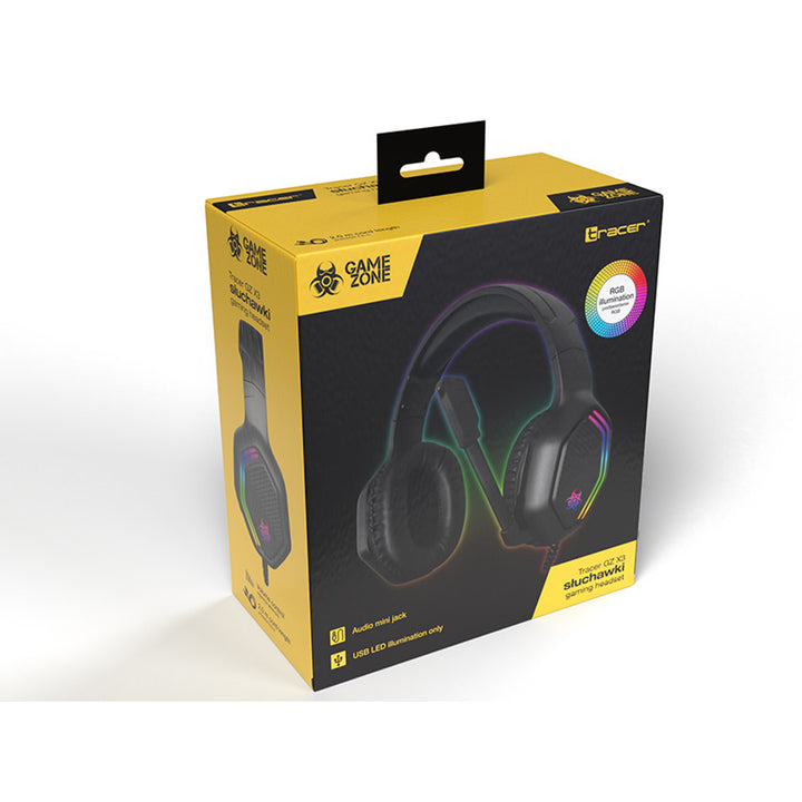 Herní sluchátka Tracer, podsvícení RGB, skládací mikrofon, Gamezone GZ X3