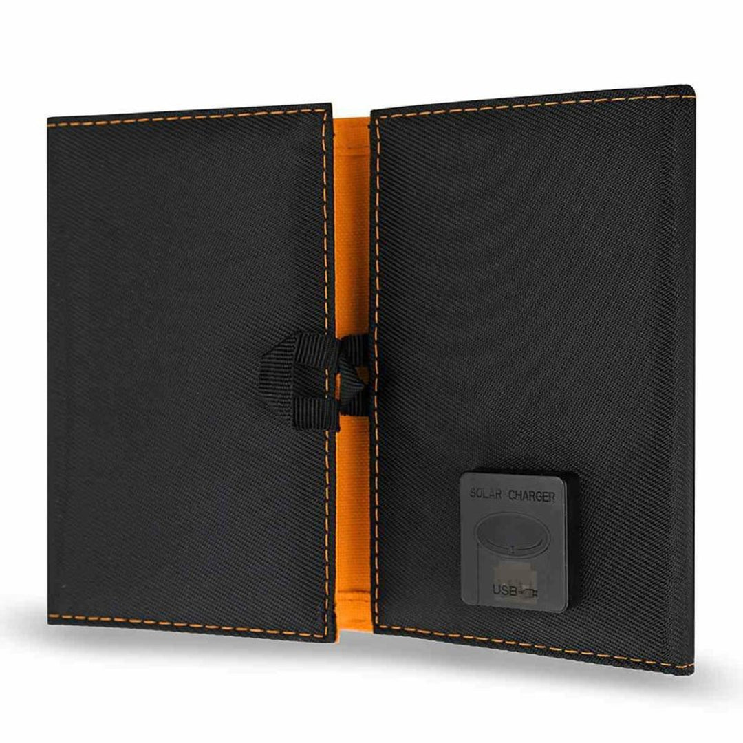 Solární panel, nabíječka, 6W, 1 port USB, černo-oranžový, A01