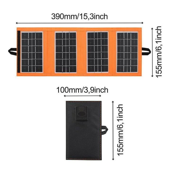 Solární panel, nabíječka, 6W, 1 port USB, černo-oranžový, A01
