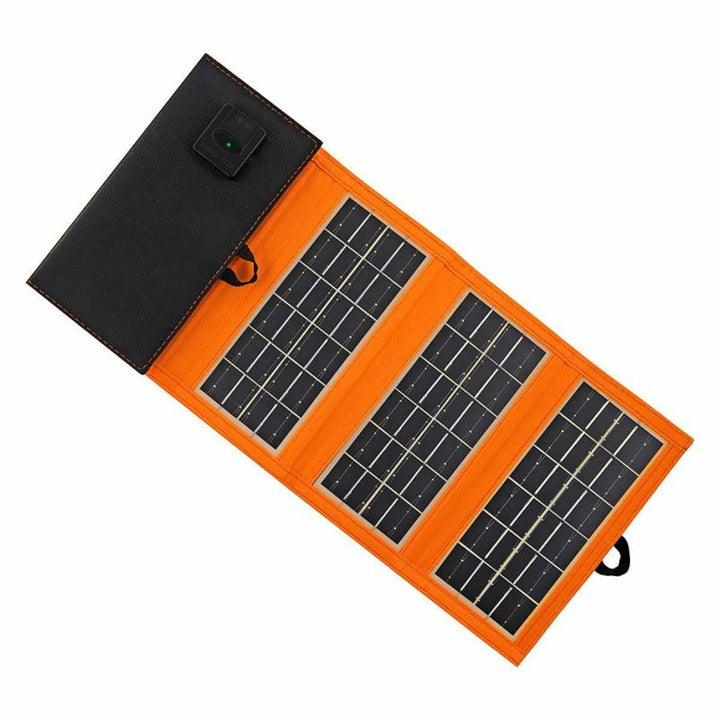 Solární panel, nabíječka, 10 W, 1 port USB, černo-oranžový, A02