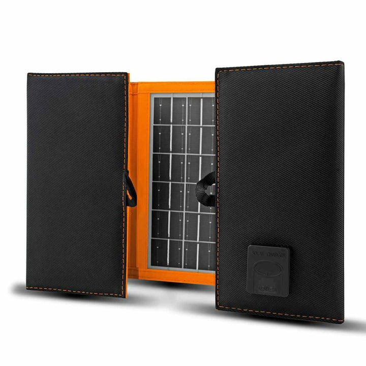 Solární panel, nabíječka, 10 W, 1 port USB, černo-oranžový, A02