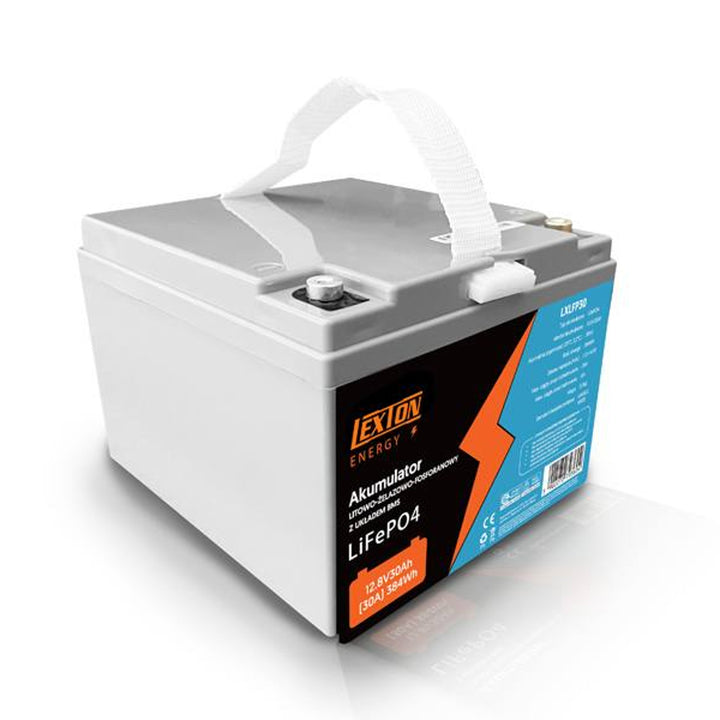 Lithium-železo-fosfátová baterie LiFePo4 Lexton, s BMS, 12,8 V, 30 Ah, LXLFP30