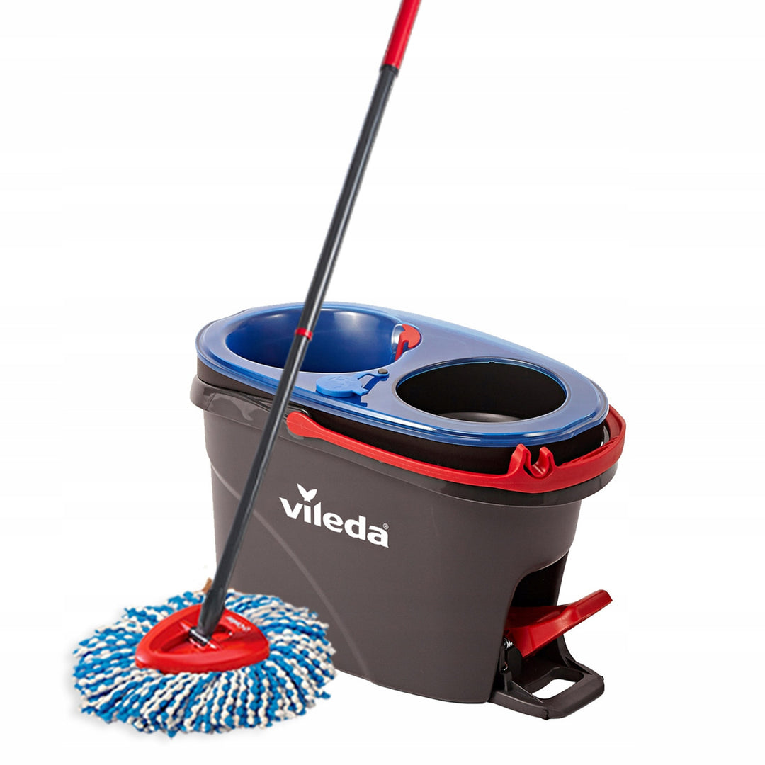 Rotační mop Vileda, dvoukomorový, odstředivý systém, sklopná tyč, snadné čištění rohů, turbo H2prO