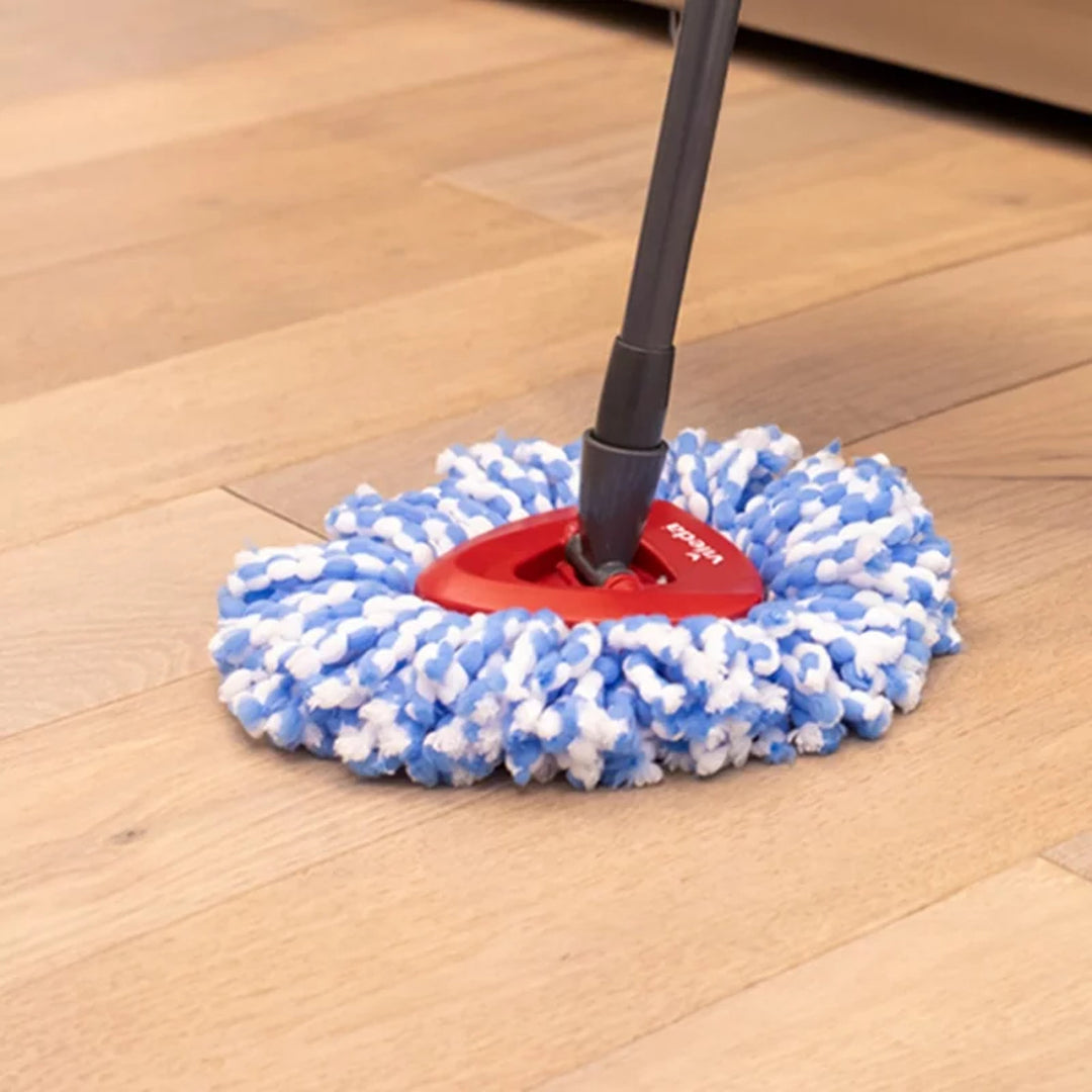 Rotační mop Vileda, dvoukomorový, odstředivý systém, sklopná tyč, snadné čištění rohů, turbo H2prO