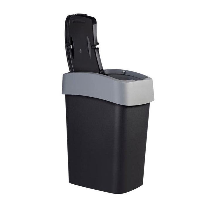 Odpadkový koš Curver, s víkem, výklopný, 25 l, černý/stříbrný, Flip Bin