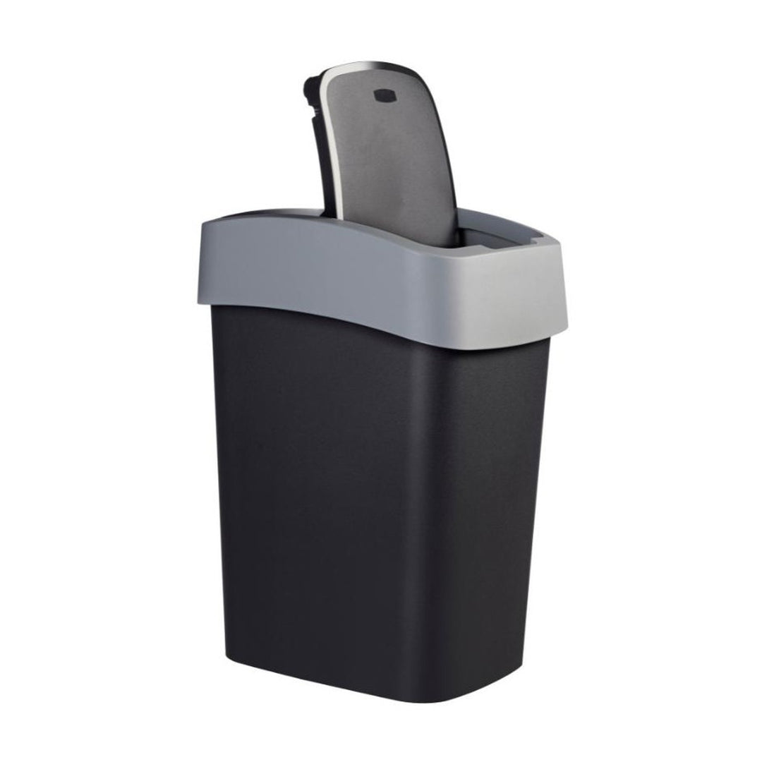Odpadkový koš Curver, s víkem, výklopný, 25 l, černý/stříbrný, Flip Bin