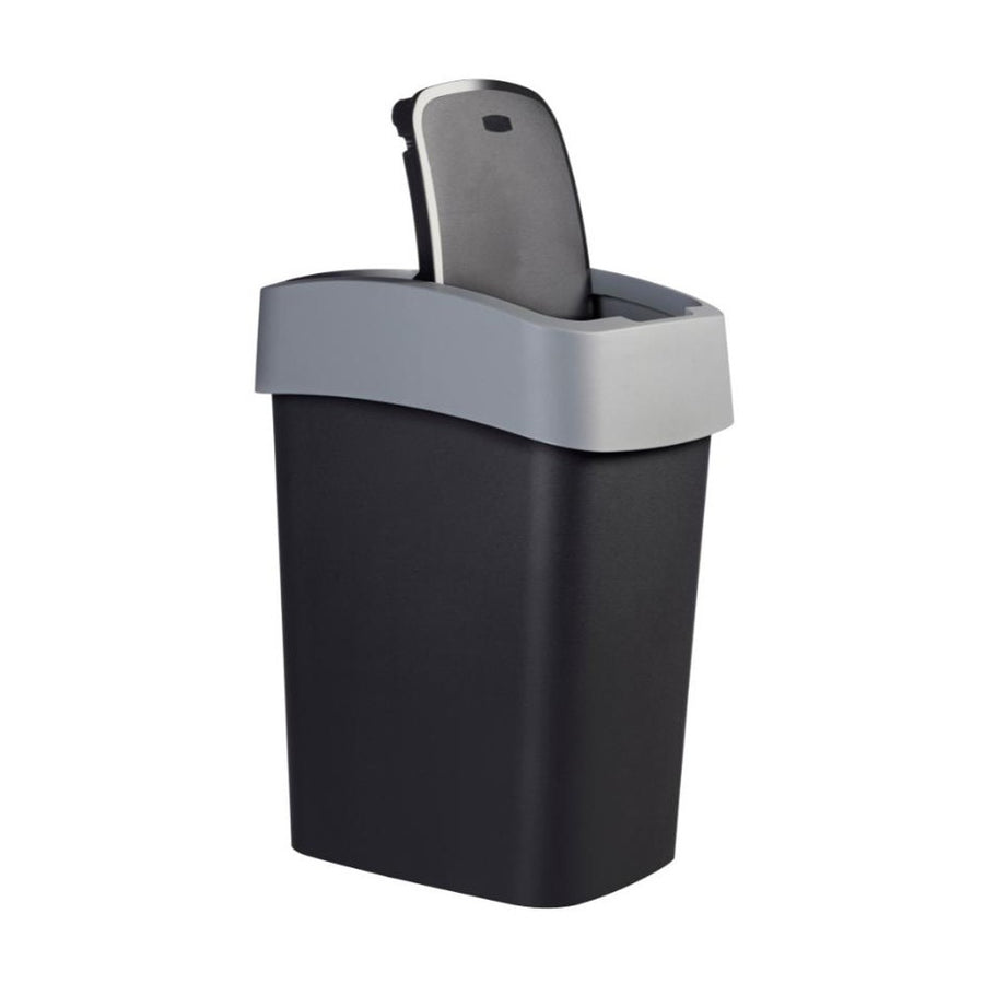 Odpadkový koš Curver, s víkem, výklopný, 25 l, černý/stříbrný, Flip Bin