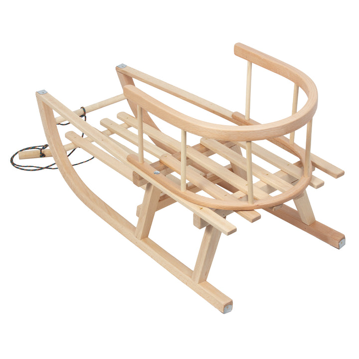 Dřevěné sáňky GreenBlue, opěradlo, sedák, šňůra, do 100 kg, GB159