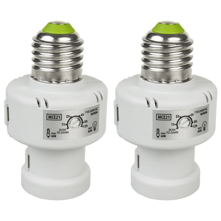 Objímka Maclean, E27, max. 100 W, se soumrakovým čidlem, časovač, bílá, MCE21W, 2 kusy