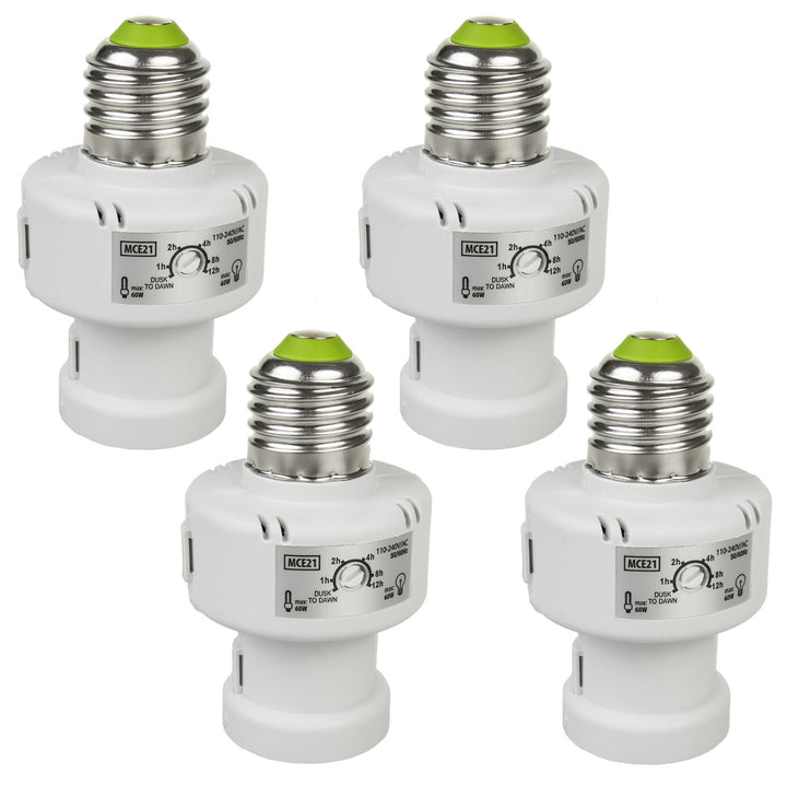 Objímka Maclean, E27, max. 100 W, se soumrakovým čidlem, časovač, bílá, MCE21W, 4 kusy