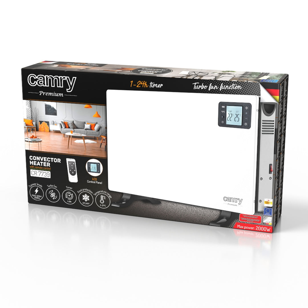 Konvektor Camry, výkon 2000 W, LCD panel, dálkové ovládání, časovač, termostat, CR 7739