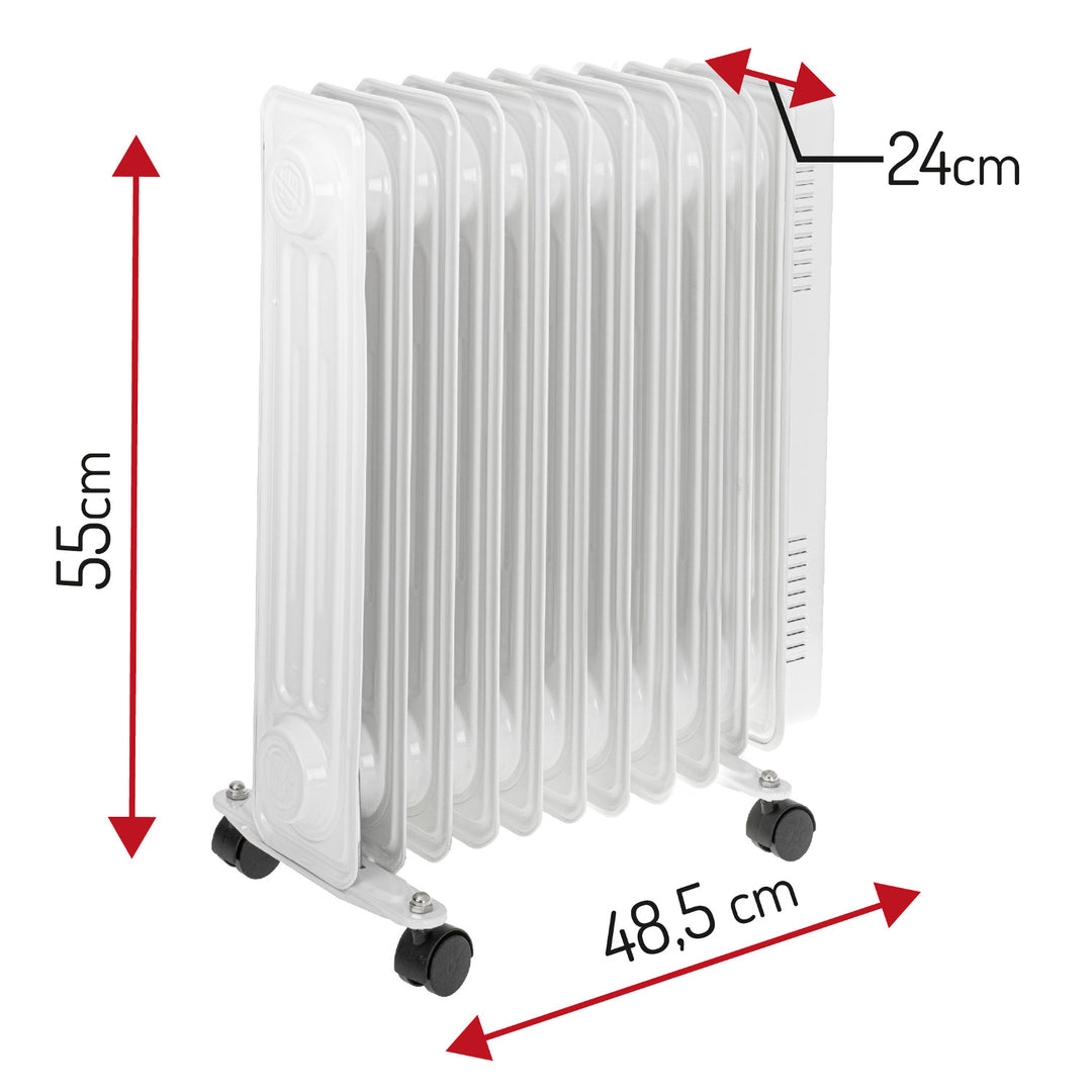 Olejové topení Adler, 11 žeber, výkon 2500 W, 3 stupně ohřevu, bílé, AD 7817