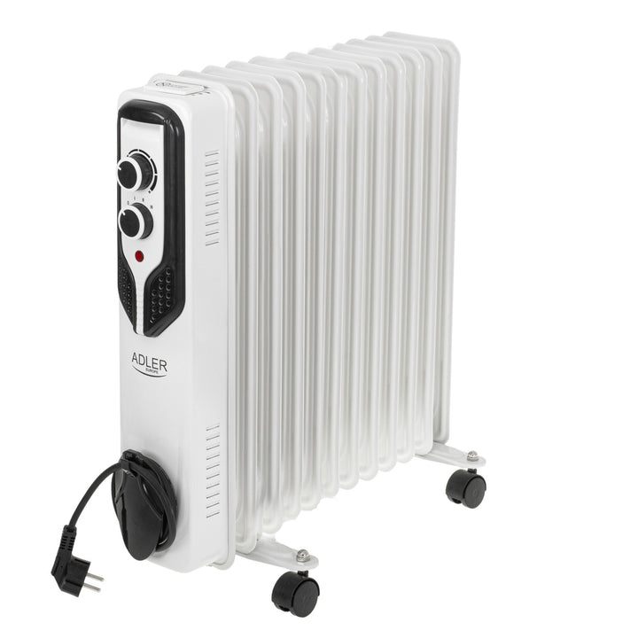 Olejové topení Adler, 11 žeber, výkon 2500 W, 3 stupně ohřevu, bílé, AD 7817