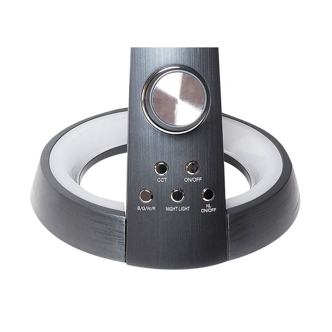 Kancelářská lampa Svensson, 450 lumenů, výkon 8 W, tři teploty světla, funkce nabíjení mobilních zařízení, RGB základna, LXBL1063