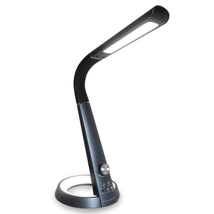 Kancelářská lampa Svensson, 450 lumenů, výkon 8 W, tři teploty světla, funkce nabíjení mobilních zařízení, RGB základna, LXBL1063