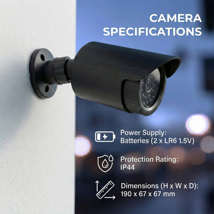 Atrapa kamery tubowej, diody IR LED, czarna, zasilanie 2xAA (brak w zestawie), ABS, IR1800 B