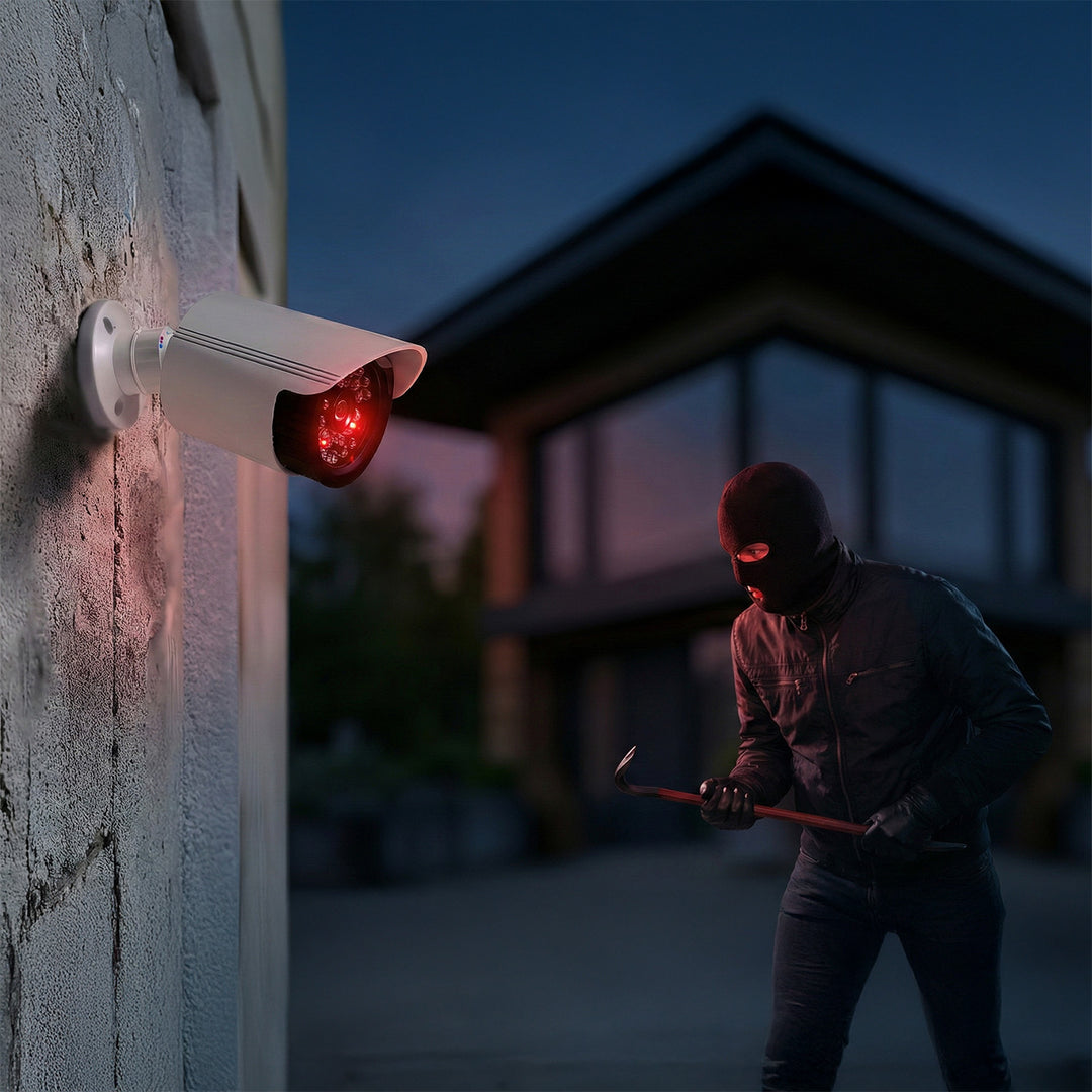 Sada dvou atrap tubusových kamer, IR LED diody, bílé, napájení 2xAA (není součástí balení), ABS, IR1800 WT