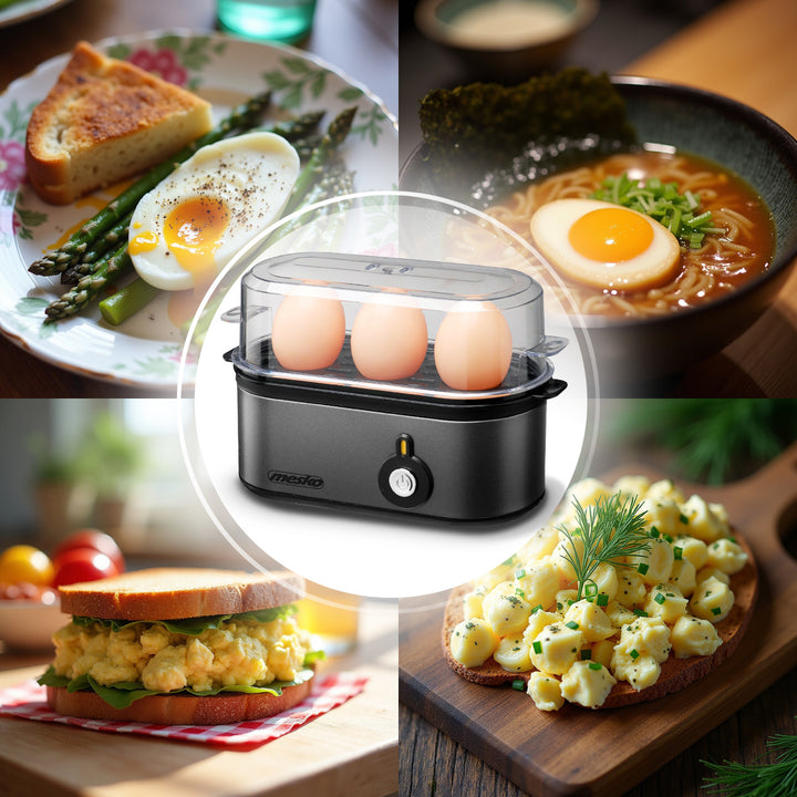 Vařič vajec Mesko na 3 vejce, příkon 210 W, volitelný stupeň vaření, kontrolka, MS 4485