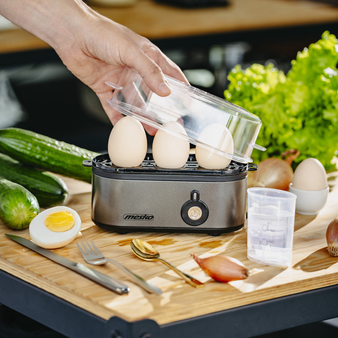 Vařič vajec Mesko na 3 vejce, příkon 210 W, volitelný stupeň vaření, kontrolka, MS 4485