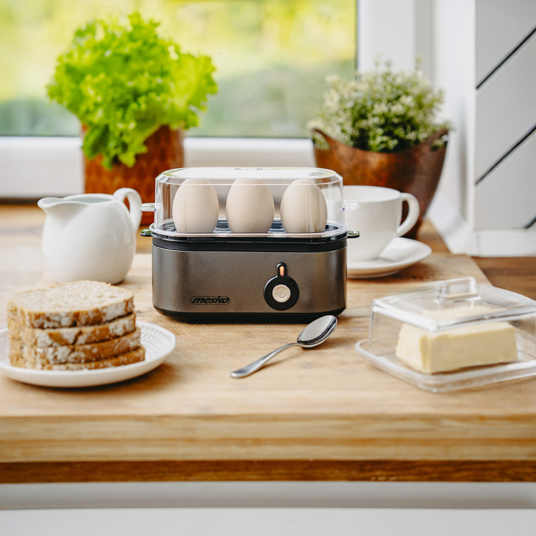 Vařič vajec Mesko na 3 vejce, příkon 210 W, volitelný stupeň vaření, kontrolka, MS 4485