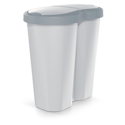 Koš na odpadky Compacta R Duo, šedý/pošedý, objem 40 l, jedna přihrádka, dvě víka, NDRF40-429U_427C