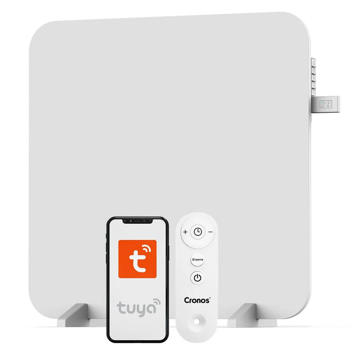 Infrazářič Cronos, 450 W, s termostatem a dálkovým ovládáním, nastavitelný od 10 °C do 50 °C, nízké energetické ztráty, Titanium CR-500