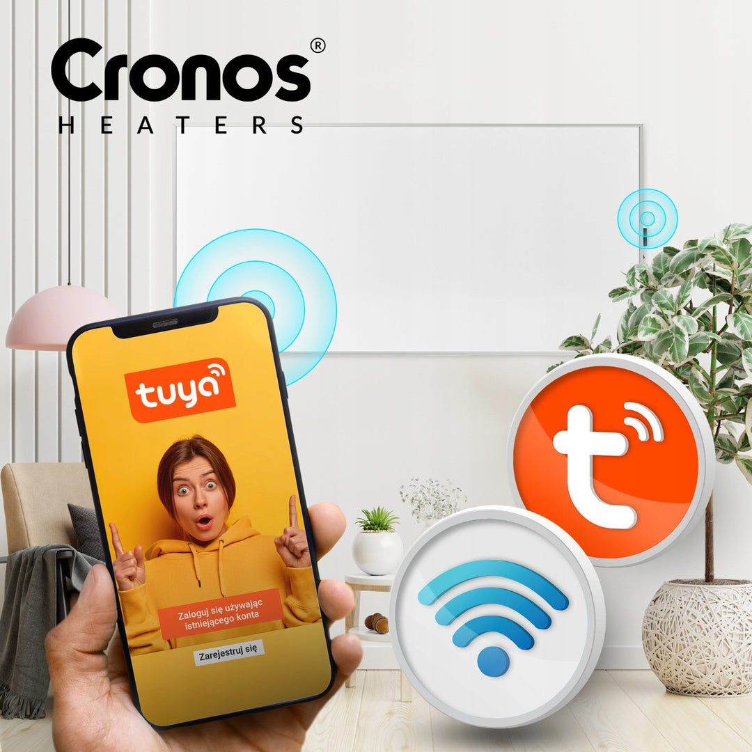 Infrazářič Cronos, 770 W, ovládaný chytrým telefonem, vestavěný termostat, 98% konverzní poměr, krytí IP44, Synthelith PRO CRP-770TWP