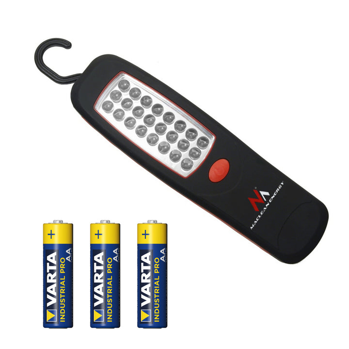 Svítidla 24 LED Maclean, magnes, hak, 3xAA, MCE03 + 3x baterie Varta Industrial LR6/AA R-06