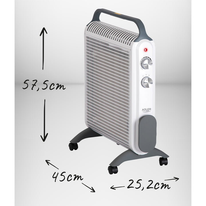 Topný konvektor, na kolečkách, 2 stupně výkonu, max. 2000 W, termostat, AD 7750