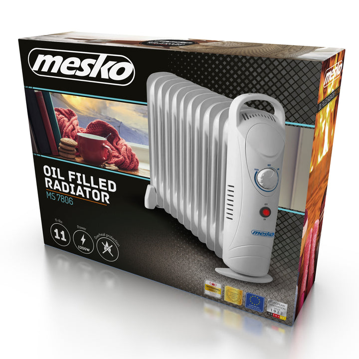 Ohřívač oleje Mesko, 11 žeber, 1200W, regulace teploty, šedý, MS 7806