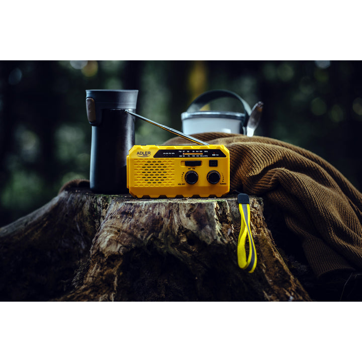 Solární rádio Adler, dobíjecí baterie 1200 mAh, svítilna, ruční klika, AD 1197
